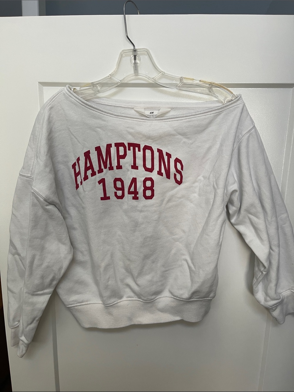 H&M White Sweatshirt with Red Hamptons Script